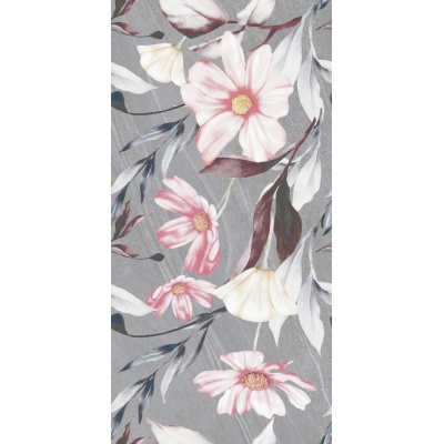 60*120 LECCE FLORAL MOTIF AÇIK GRİ