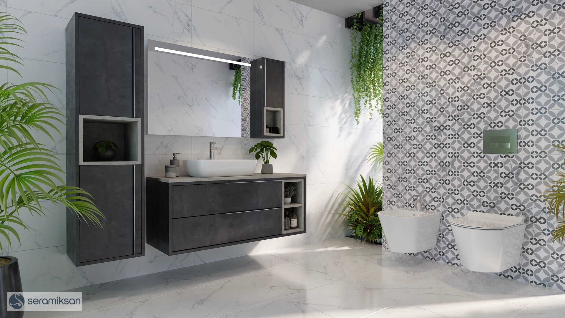 30*60 NORA GRİ GEOMETRİK MOTİF