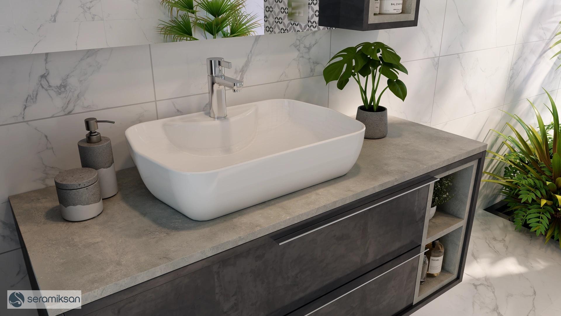 30*60 NORA GRİ GEOMETRİK MOTİF