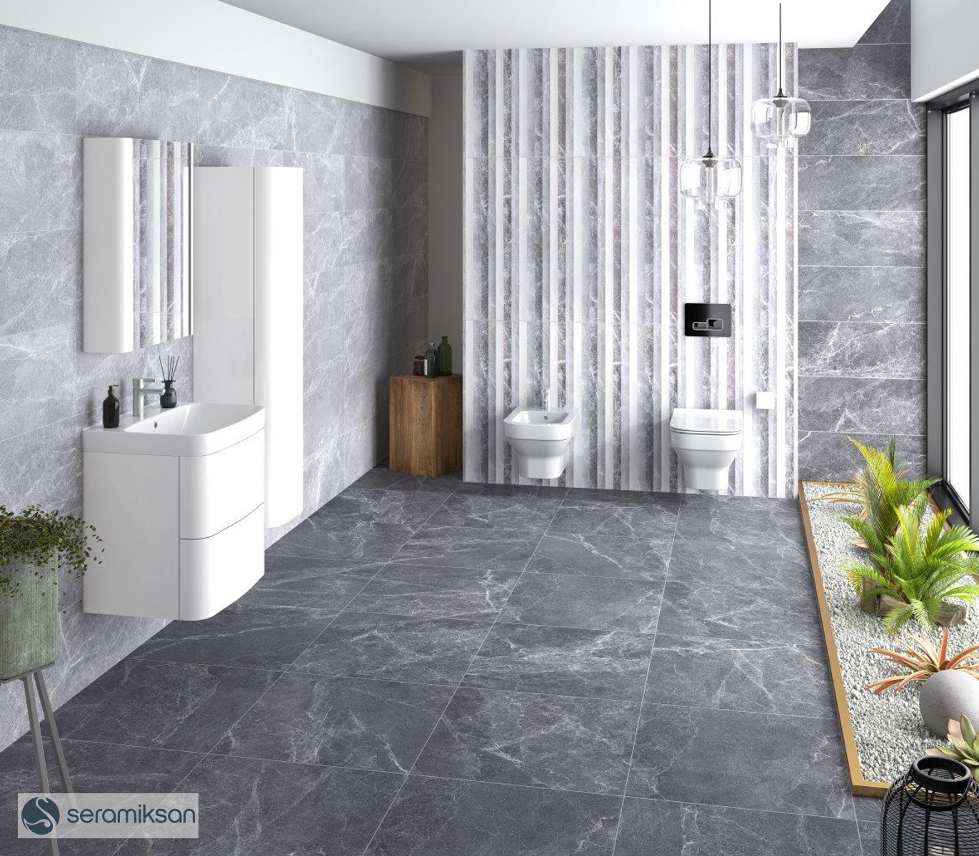 60*60 SENFONI MAT KOYU GRİ