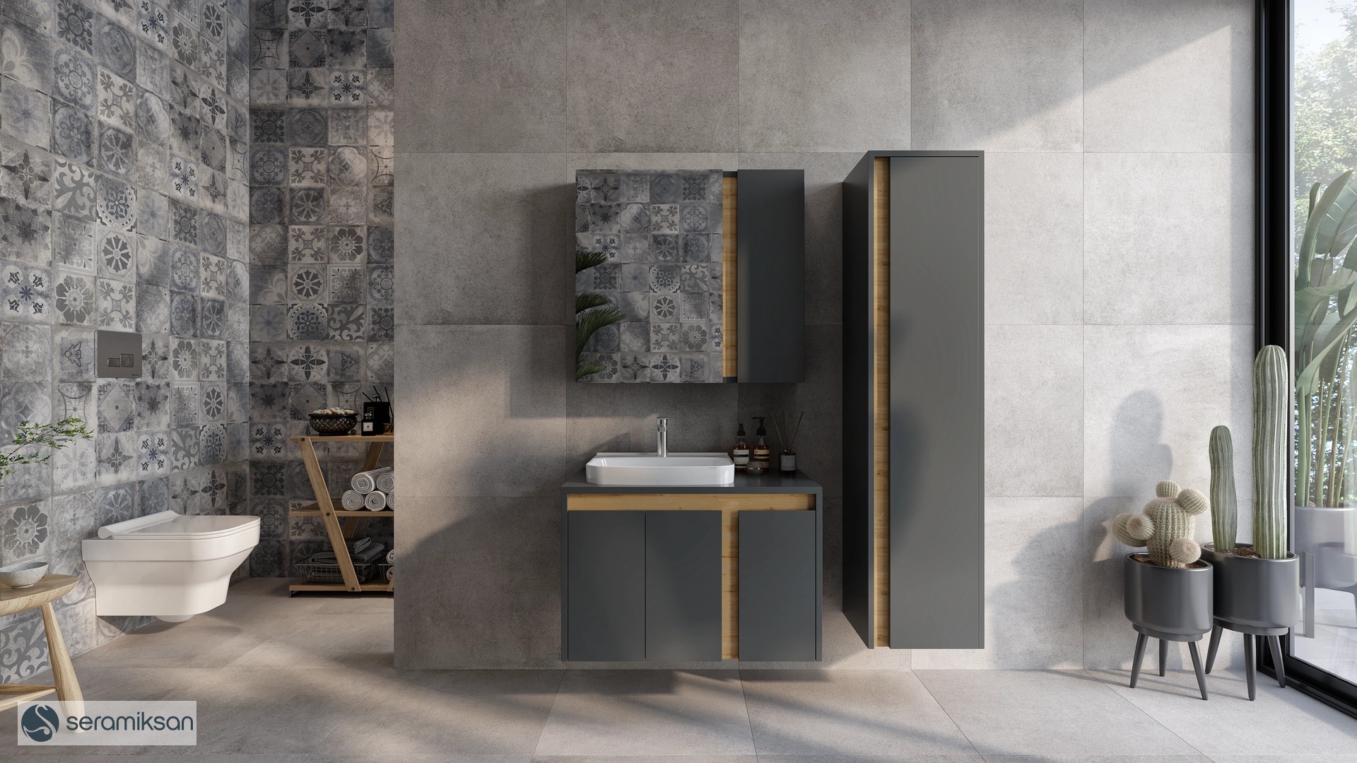 60*60 CITY GRAY PATCHWORK MOTIF