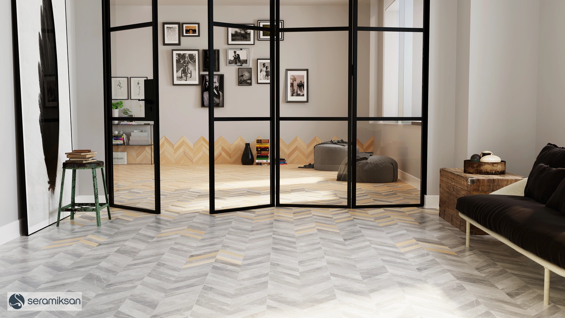 40*60 LOFT GRİ-LADIN CEVİZ MOTİF