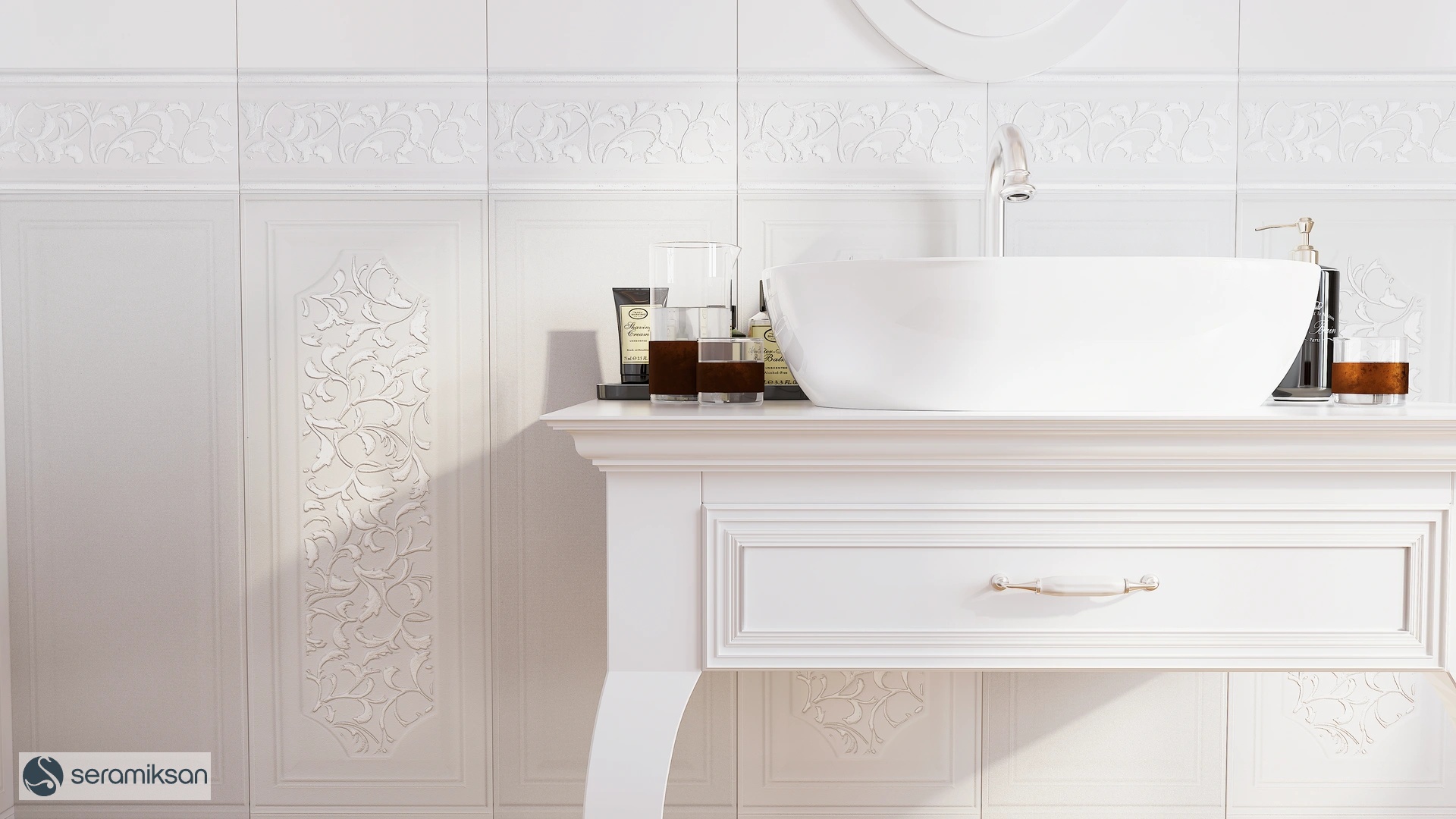 30*90 VICTORION MAT BEYAZ RÖLYEF-2 LUSTERDEKOR